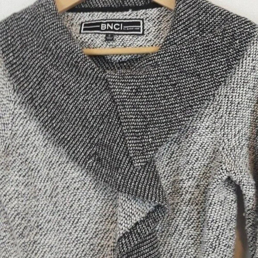 BNCI by blank Noir Womens Ruffled Jacket Small Gray Heathered Terry Casual‎
